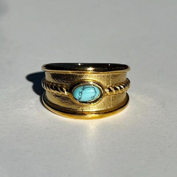 New! “Jimena” Gold/Turquoise Ring - Picture 2 of 2